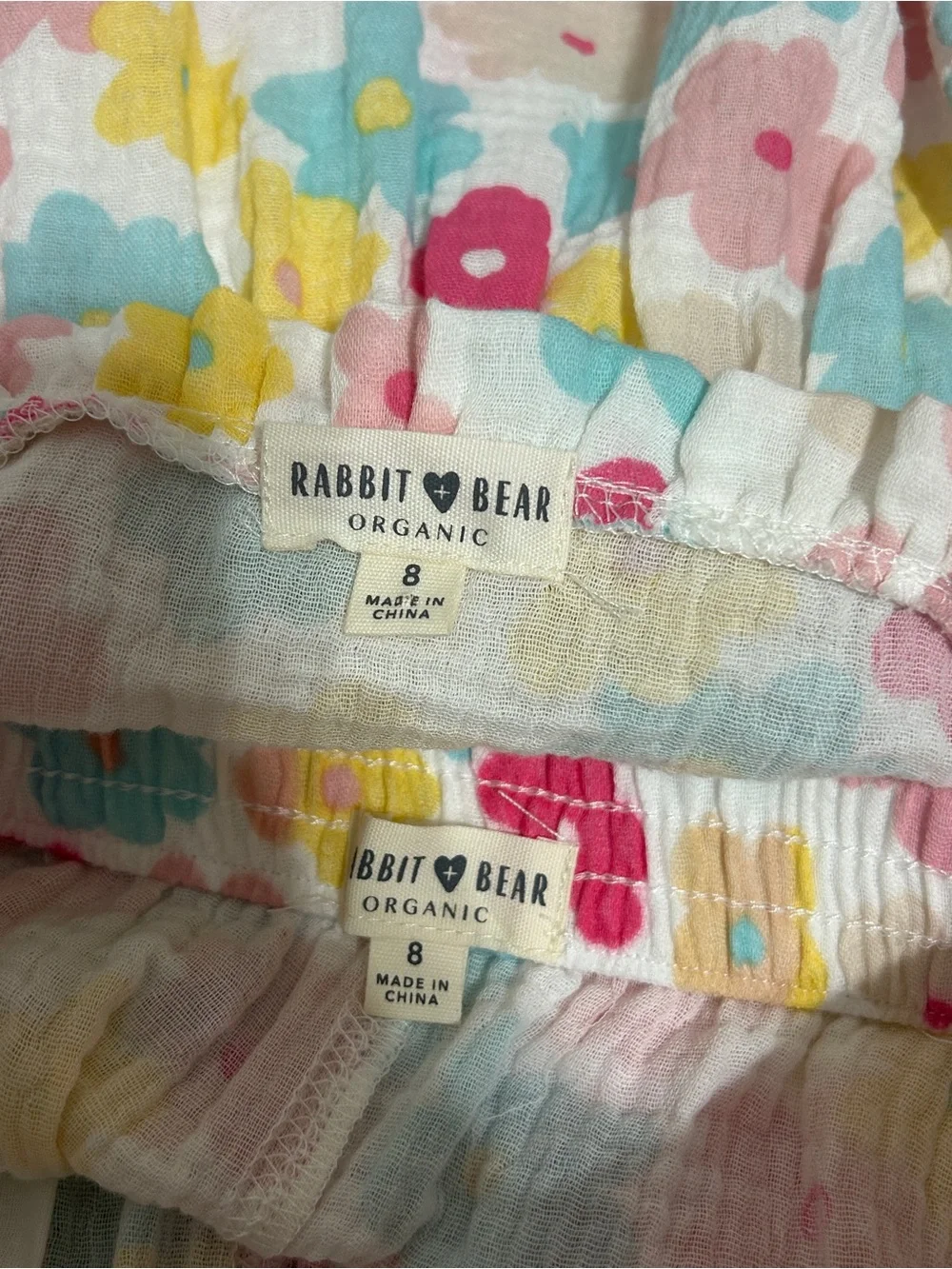 Rabbit + Bear Organics Cotton Short Set Floral Ruffle Gauzy Girls Size 8